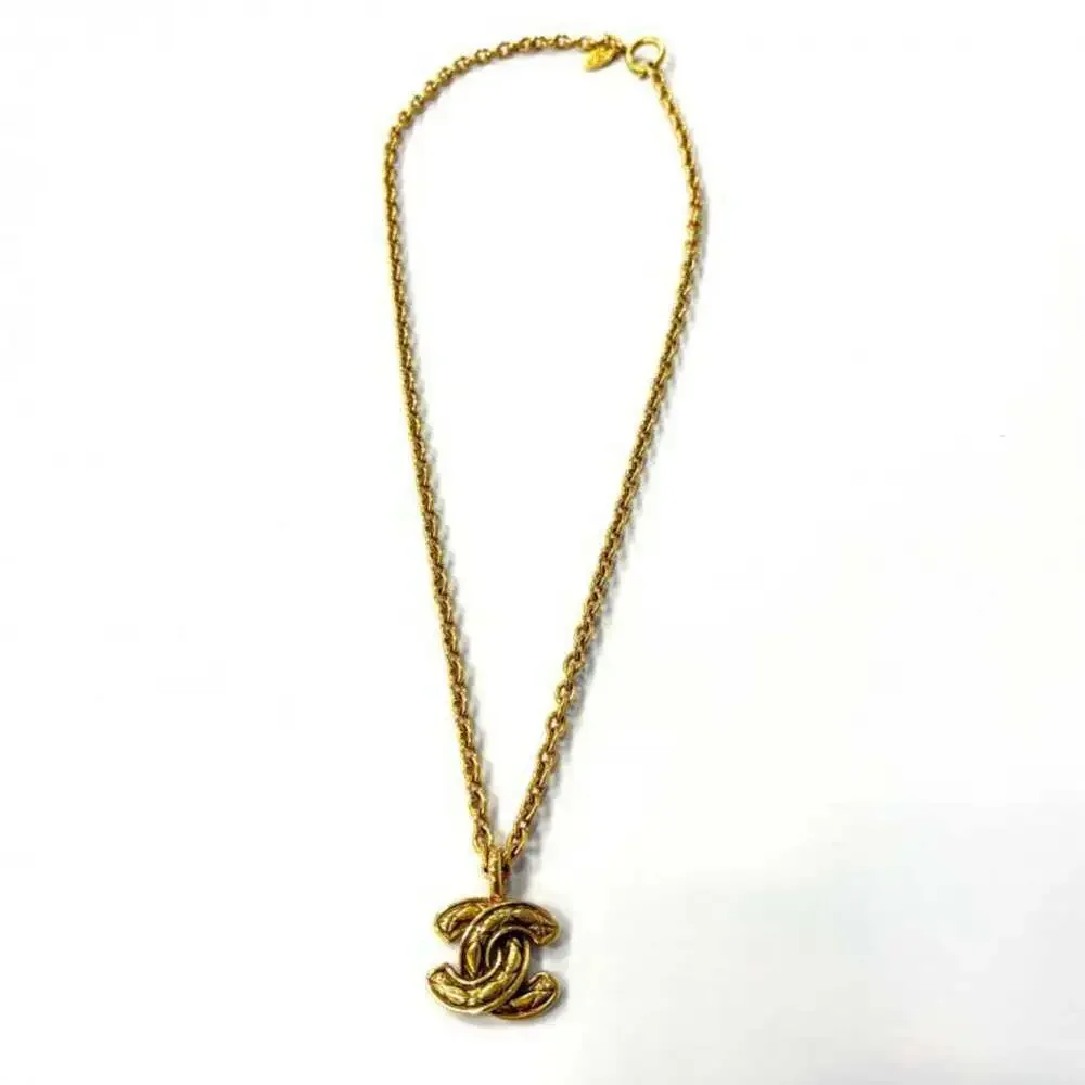CHANEL Vintage Gold Logo Necklace